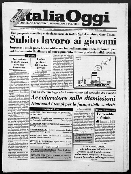 Italia oggi : quotidiano di economia finanza e politica